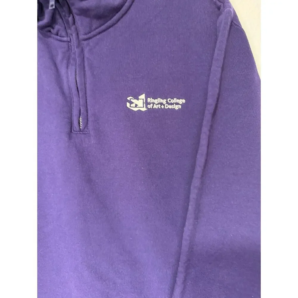 Ringling College Art Design Purple 1/4 Zip Sweatshirt Medium Preppy Vintage